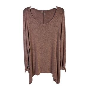 Silverwear Lifestyle Tunic Top 1X Pink Heathered Shark Bite Hem Relaxed Cozy NEW